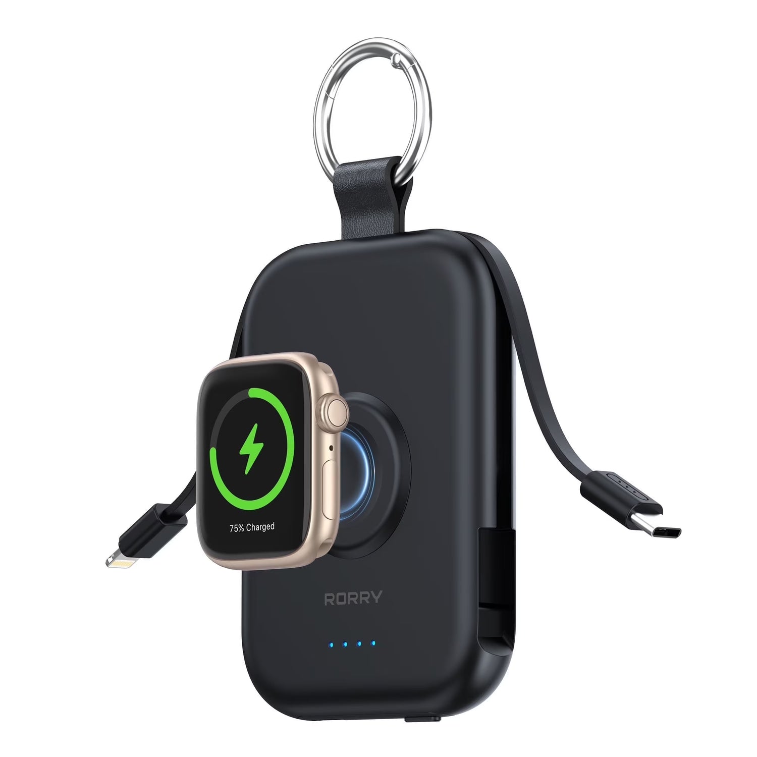 Portable Charger, 5000Mah Power Bank - Apple Watch Charger with Built-In Cables,Travel-Ready Portable Charger for Iphone 17/ 16/15/14 ,Android ,Apple Watch Ultra2/11/10/9/8, Black